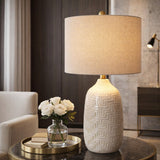 Modern European furniture - Glazed White Ceramic Table Lamp - www.oroa.com