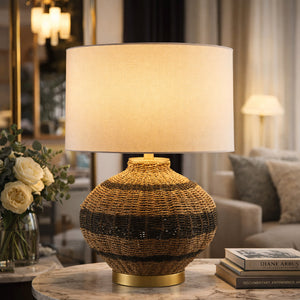   Modern European furniture -  Natural Rattan Base Table Lamp - www.oroa.com | Oroa.com