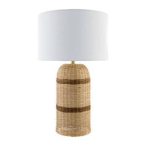   Modern European furniture -  Beige Lined Rattan Table Lamp - www.oroa.com | Oroa.com