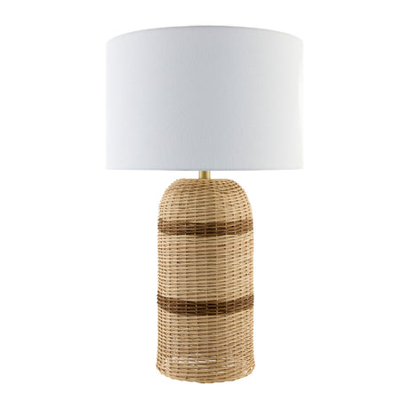 Modern European furniture -  Beige Lined Rattan Table Lamp - www.oroa.com