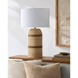 Modern European furniture -  Beige Lined Rattan Table Lamp - www.oroa.com