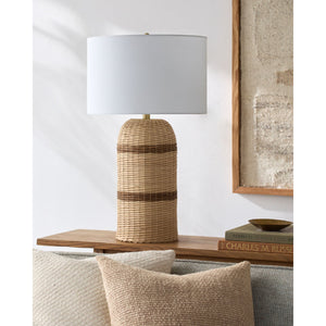   Modern European furniture -  Beige Lined Rattan Table Lamp - www.oroa.com | Oroa.com