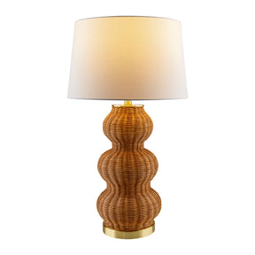 Modern European furniture - Wavy Rattan Linen Table Lamp - www.oroa.com