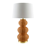 Modern European furniture - Wavy Rattan Linen Table Lamp - www.oroa.com