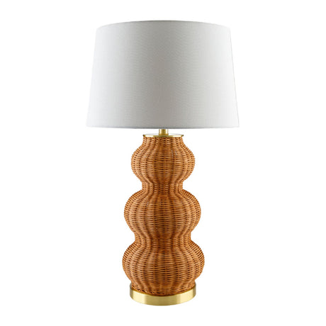 Modern European furniture - Wavy Rattan Linen Table Lamp - www.oroa.com