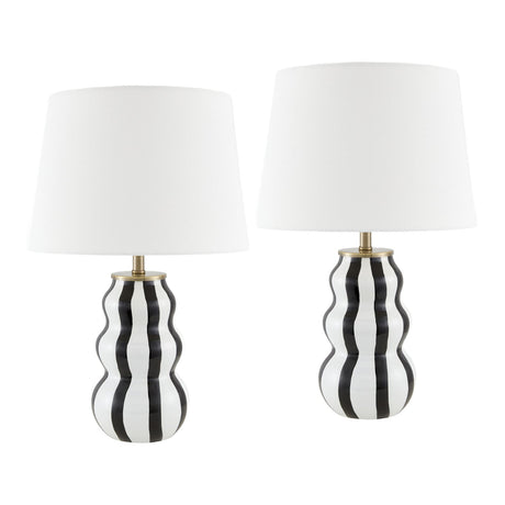 Modern European furniture - Wavy Stripes Ceramic Table Lamps (2) - www.oroa.com