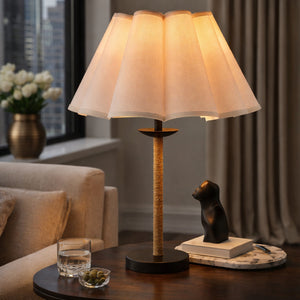   Modern European furniture - Pleated Cream Linen Table Lamp - www.oroa.com | Oroa.com