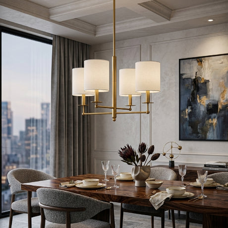   White Linen Shades Chandelier | Oroa.com