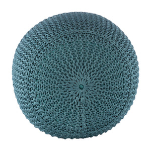   Blue Knitted Round Outdoor Pouf | Oroa.com