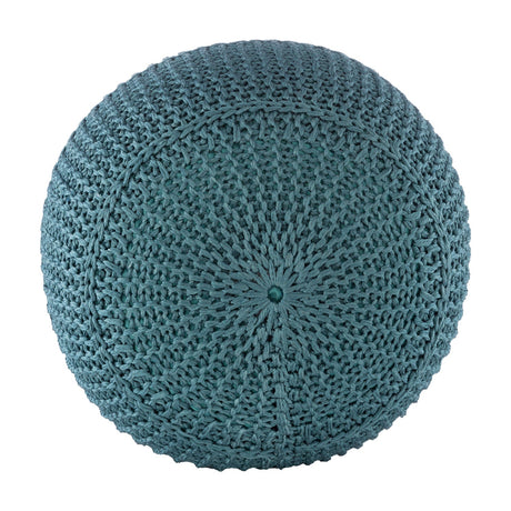 Modern European furniture - Blue Knitted Round Outdoor Pouf - www.oroa.com