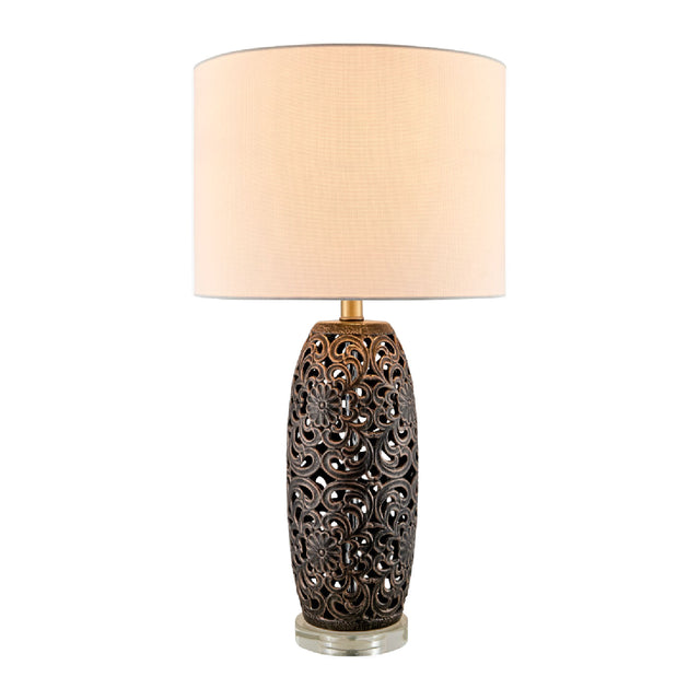 Modern European furniture - Floral Carved Ceramic Table Lamp - www.oroa.com