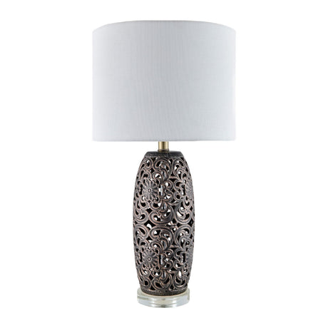Modern European furniture - Floral Carved Ceramic Table Lamp - www.oroa.com