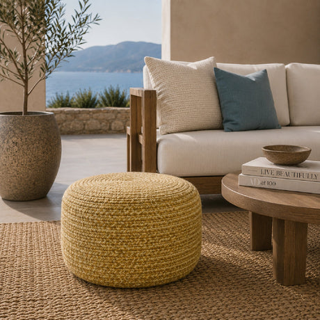 Modern furniture - Round Woven Outdoor Pouf - www.oroa.com