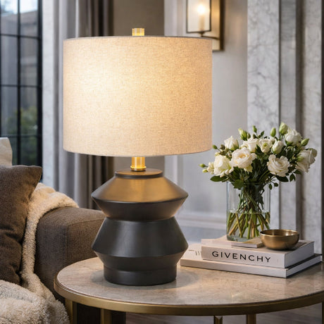 Modern European furniture - Geometrical Glazed Ceramic Table Lamp - www.oroa.com