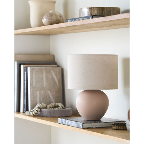 Modern European furniture - Rounded Ceramic Linen Table Lamp - www.oroa.com