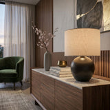 Modern European furniture - Rounded Ceramic Linen Table Lamp - www.oroa.com