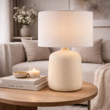 Modern European furniture - Ceramic White Linen Table Lamp - www.oroa.com