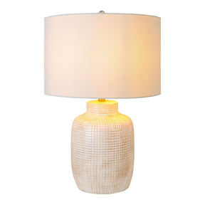 Modern European furniture - Beige Linen Ceramic Table Lamp - www.oroa.com
