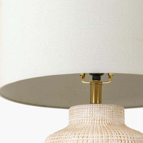 Modern European furniture - Beige Linen Ceramic Table Lamp - www.oroa.com