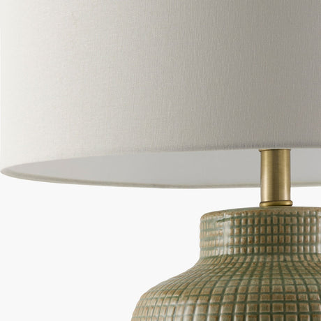 Modern European furniture - White Linen Ceramic Table Lamp - www.oroa.com