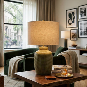   Modern European furniture - White Linen Ceramic Table Lamp - www.oroa.com | Oroa.com