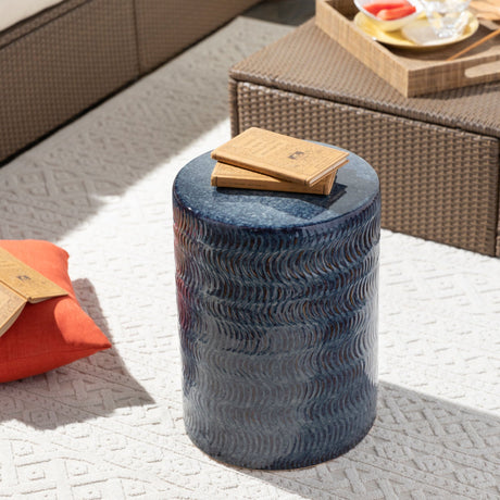 Modern European furniture - Blue Glazed Garden Stool - www.oroa.com