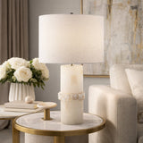 Modern European furniture - Cream Stone Accent Table Lamp - www.oroa.com