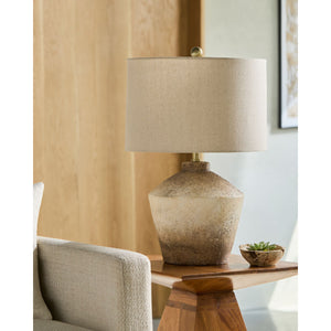   Modern European furniture - Ceramic Cream Linen Table Lamp - www.oroa.com | Oroa.com