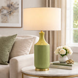 Modern European furniture - Fluted Glazed Ceramic Table Lamp - www.oroa.com