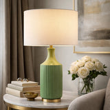 Modern European furniture - Fluted Glazed Ceramic Table Lamp - www.oroa.com