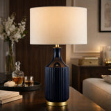 Modern European furniture - Fluted Glazed Ceramic Table Lamp - www.oroa.com