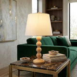 Modern European furniture - Rubberwood Beige Linen Table Lamp - www.oroa.com