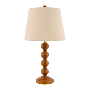   Rubberwood Beige Linen Table Lamp | Oroa.com