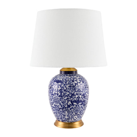 Modern European furniture - Blue Floral Ceramic Table Lamp - www.oroa.com