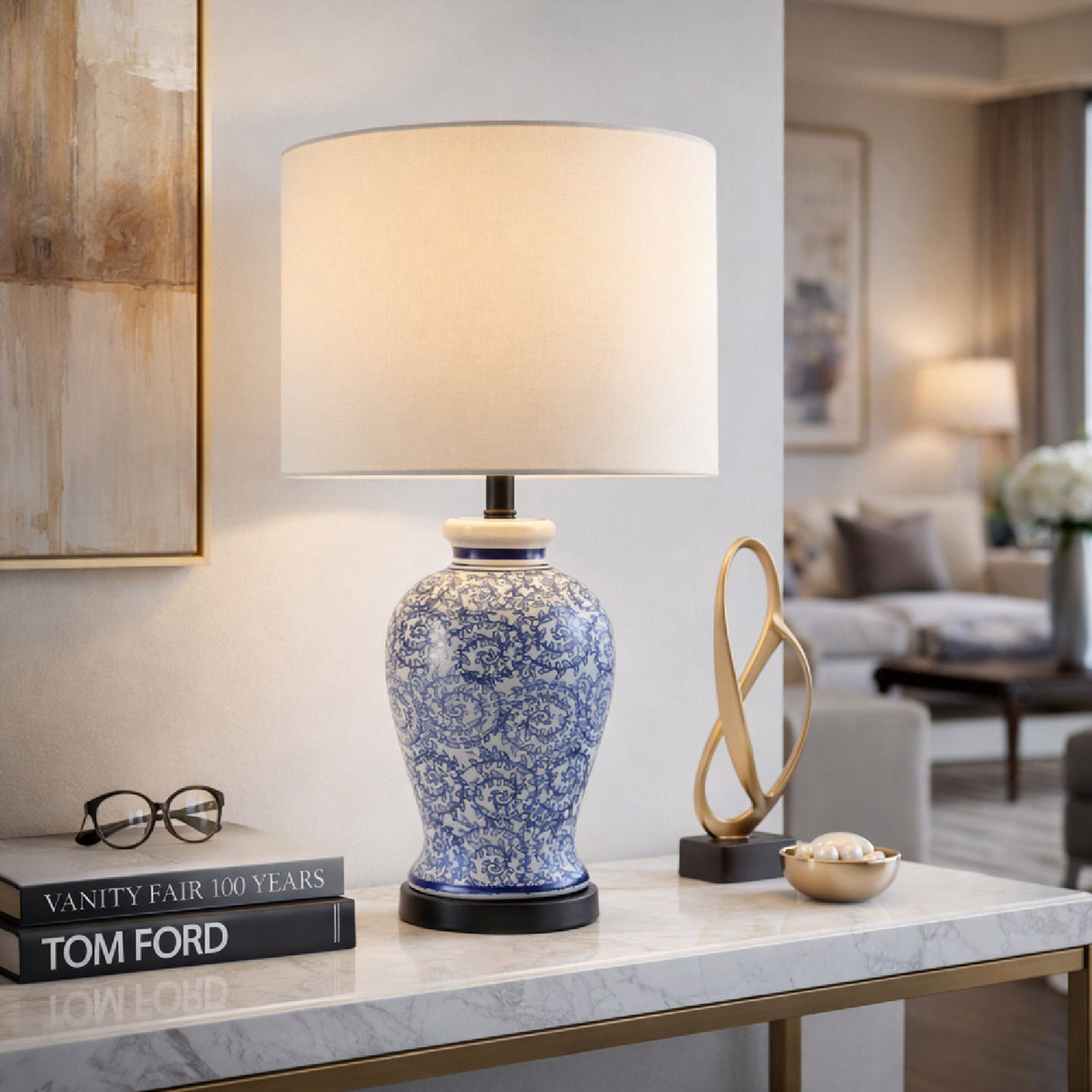   Modern European furniture - Blue Vines Ceramic Table Lamp - www.oroa.com | Oroa.com