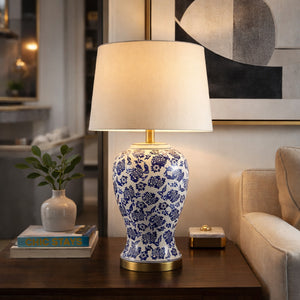   Modern European furniture - Blue Flowers Ceramic Table Lamp - www.oroa.com | Oroa.com
