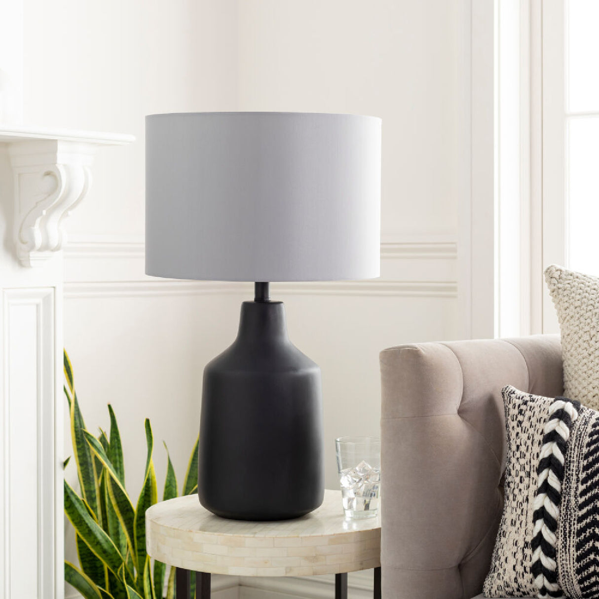   Concrete Base Linen Table Lamp | Oroa.com