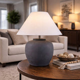 Modern European furniture - Painted Cement Linen Table Lamp - www.oroa.com