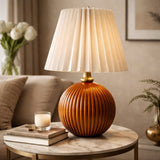 Modern European furniture - Pleated Linen Ceramic Table Lamp - www.oroa.com