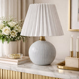 Modern European furniture - Pleated Linen Ceramic Table Lamp - www.oroa.com