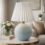 Modern European furniture - Pleated Linen Ceramic Table Lamp - www.oroa.com