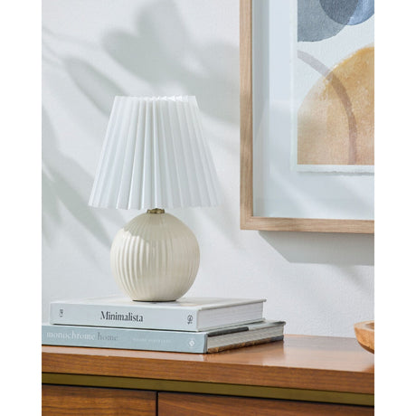 Modern European furniture - Pleated Linen Ceramic Table Lamp - www.oroa.com
