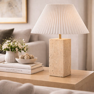   Modern European furniture - Square Travertine Empire Table Lamp - www.oroa.com | Oroa.com
