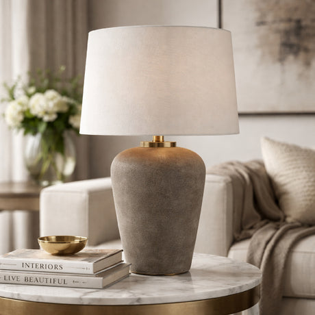   Modern European furniture - Beige Drum Linen Table Lamp L - www.oroa.com | Oroa.com
