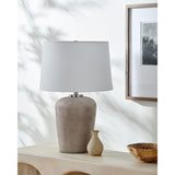 Modern European furniture - Beige Drum Linen Table Lamp L - www.oroa.com