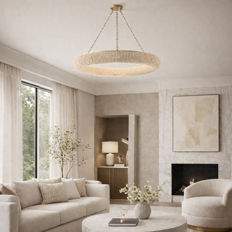   Modern European furniture - Cream Wood Beads 8-Light Chandelier - www.oroa.com | Oroa.com