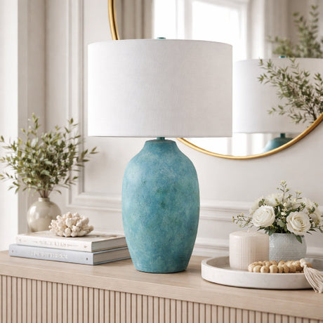 Modern European furniture - Linen Painted Cement Table Lamp - www.oroa.com