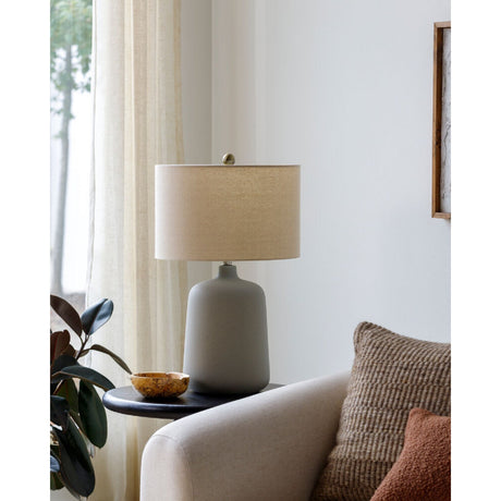 Modern European furniture - Ceramic Beige Linen Table Lamp - www.oroa.com