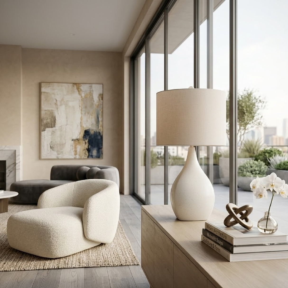   Cream Ceramic Table Lamp | Oroa.com