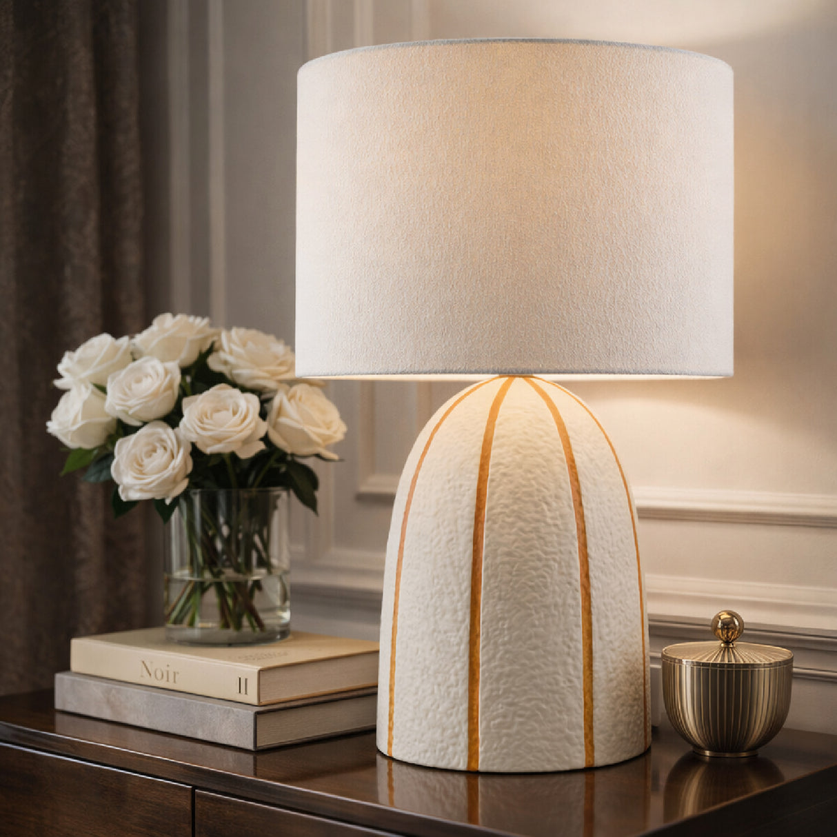   Vertical Lined Ceramic Table Lamp | Oroa.com